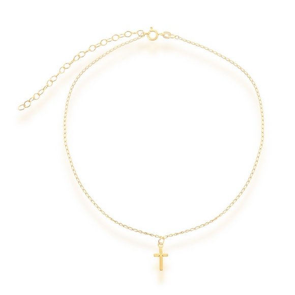 14Kt GP Sterling Silver Center Cross Choker - Picture 1 of 2